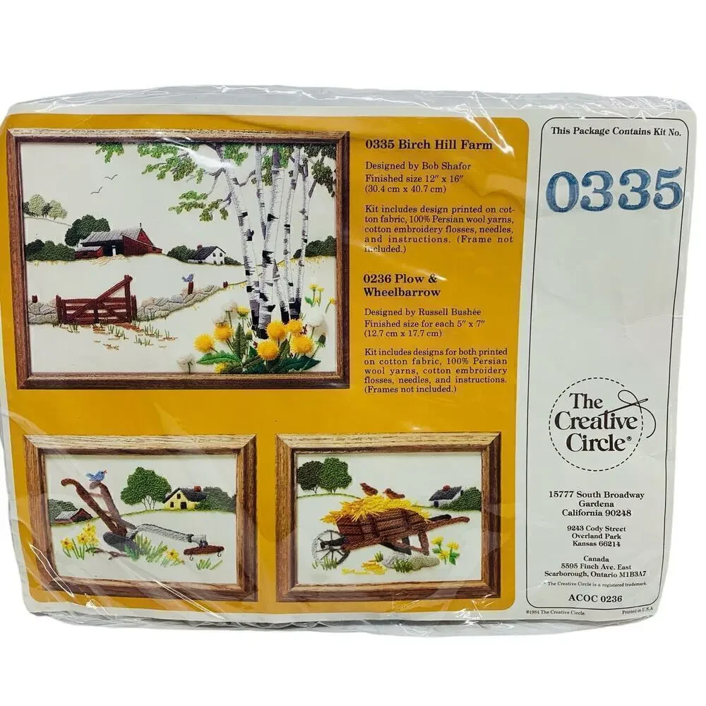 VTG NOS 1984 Creative Circle BIRCH HILL FARM 0335 Sealed Crewel Kit Persian Wool
